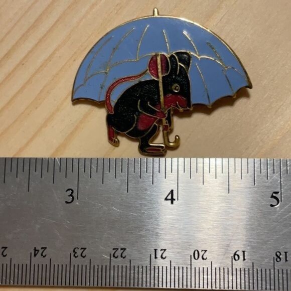 Vintage Enamel Fish Enterprises Mouse Rat Umbrella Brooch - Picture 4 of 5